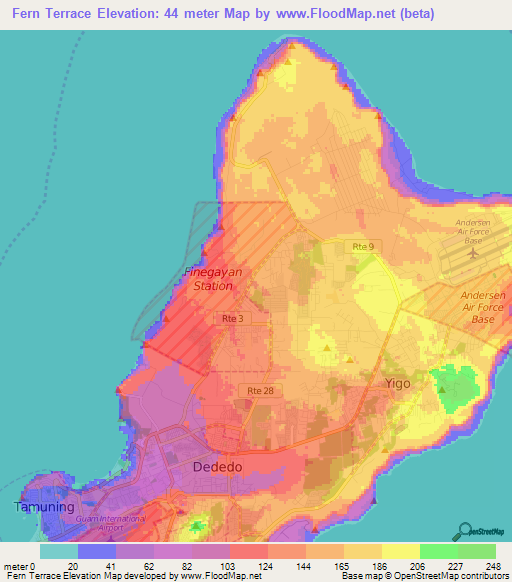 Fern Terrace,Guam Elevation Map