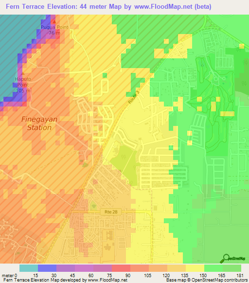 Fern Terrace,Guam Elevation Map