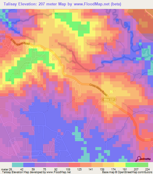 Talisay,Guam Elevation Map