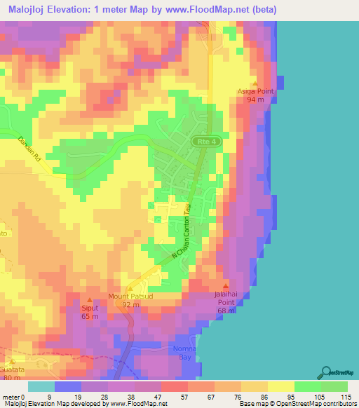 Elevation of Malojloj,Guam Elevation Map, Topography, Contour