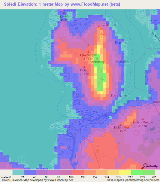 Elevation of Soledi,Micronesia Elevation Map, Topography, Contour