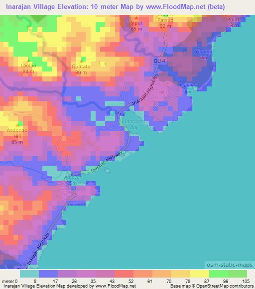 Elevation of Inarajan Village,Guam Elevation Map, Topography, Contour