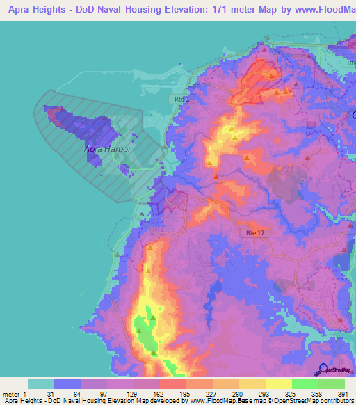 Elevation of Apra Heights - DoD Naval Housing,Guam Elevation Map ...