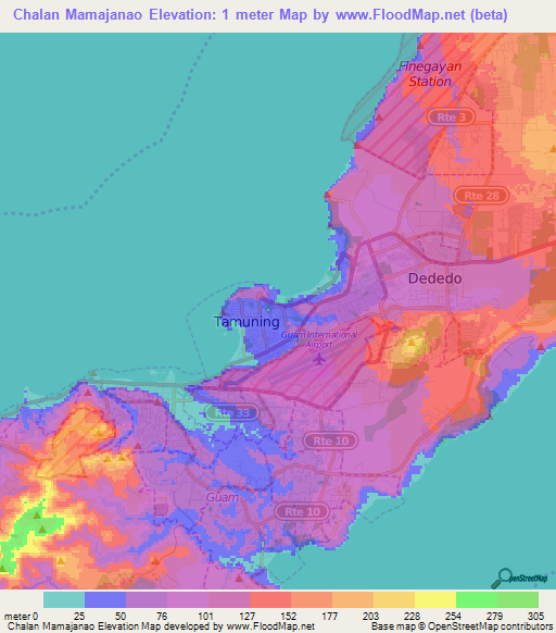 Elevation of Chalan Mamajanao,Guam Elevation Map, Topography, Contour