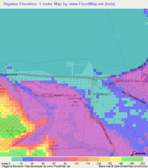 Elevation Of Hagatna,guam Elevation Map, Topography, Contour