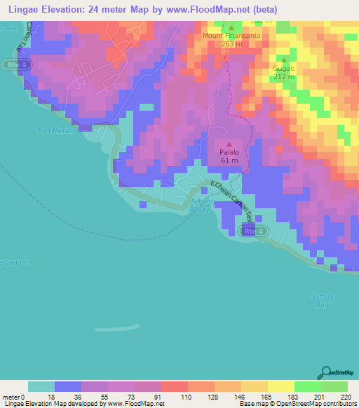 Elevation of Lingae,Guam Elevation Map, Topography, Contour