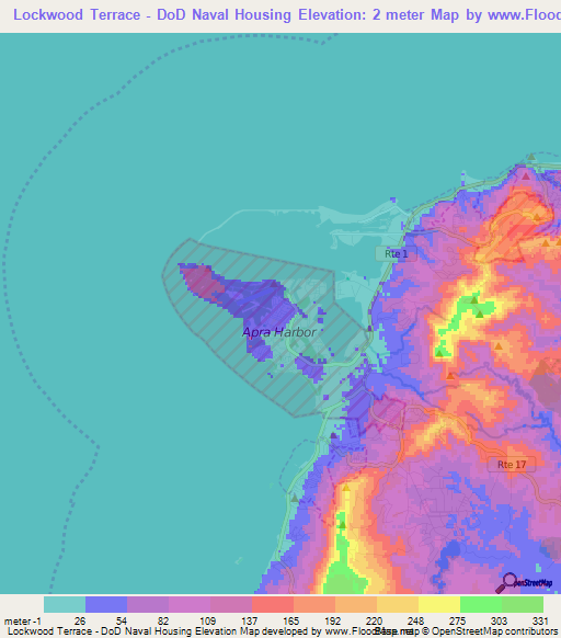 Lockwood Terrace - DoD Naval Housing,Guam Elevation Map