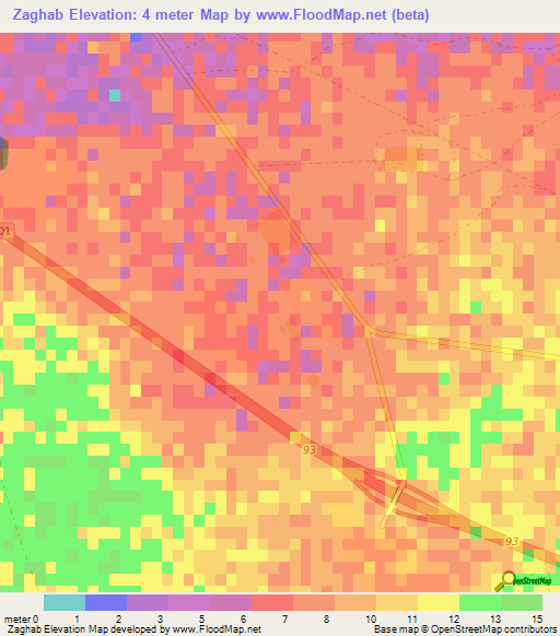 Zaghab,Qatar Elevation Map