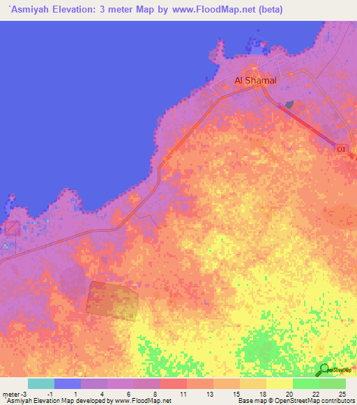 `Asmiyah,Qatar Elevation Map