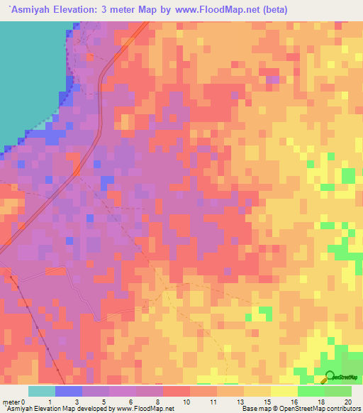 `Asmiyah,Qatar Elevation Map