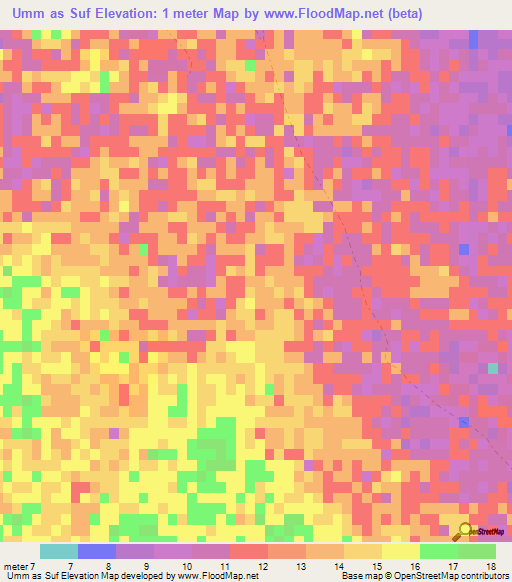 Umm as Suf,Qatar Elevation Map