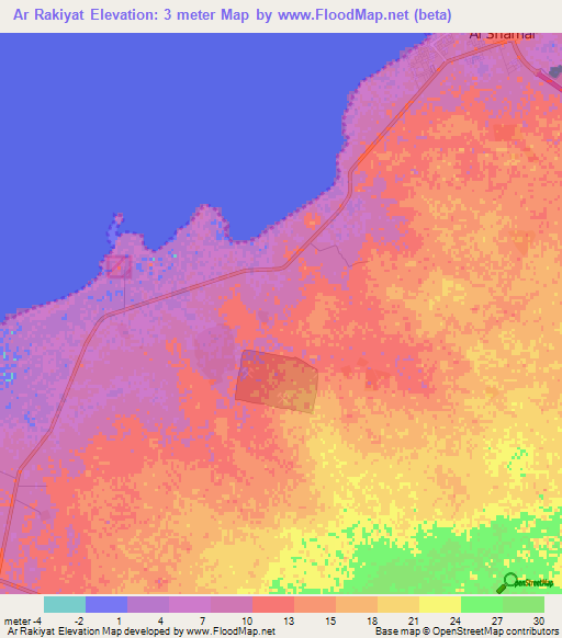 Ar Rakiyat,Qatar Elevation Map