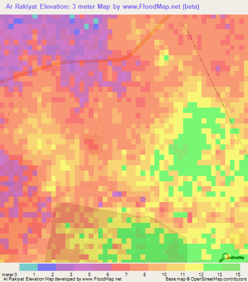 Ar Rakiyat,Qatar Elevation Map