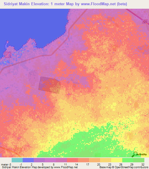 Sidriyat Makin,Qatar Elevation Map