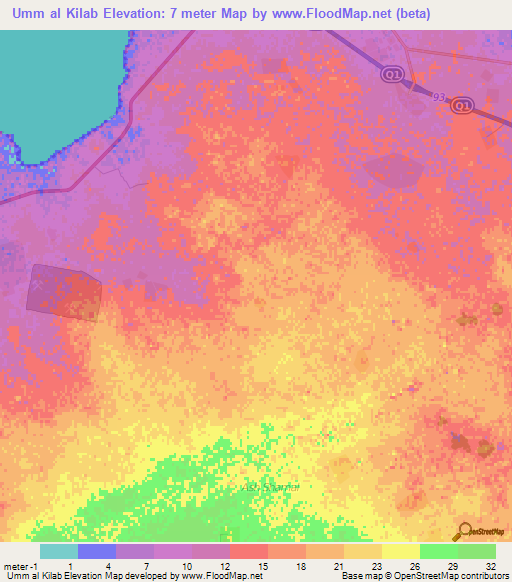 Umm al Kilab,Qatar Elevation Map