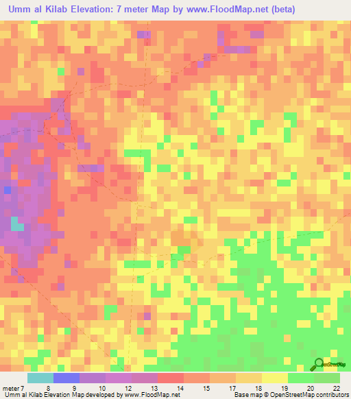 Umm al Kilab,Qatar Elevation Map