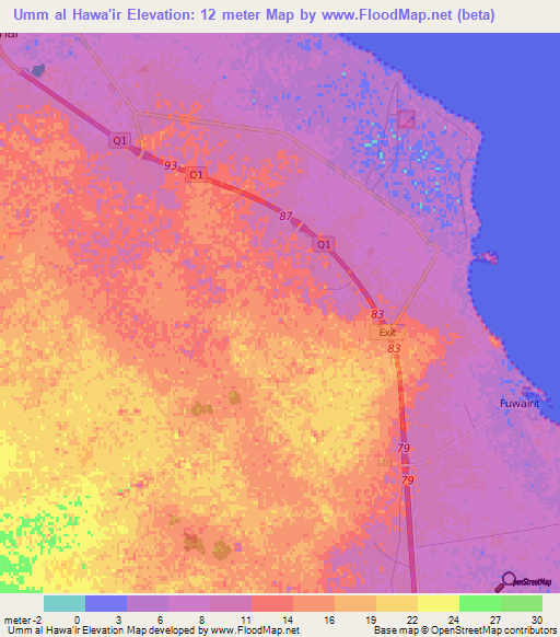 Umm al Hawa'ir,Qatar Elevation Map