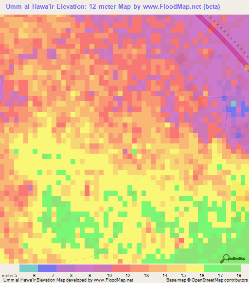 Umm al Hawa'ir,Qatar Elevation Map