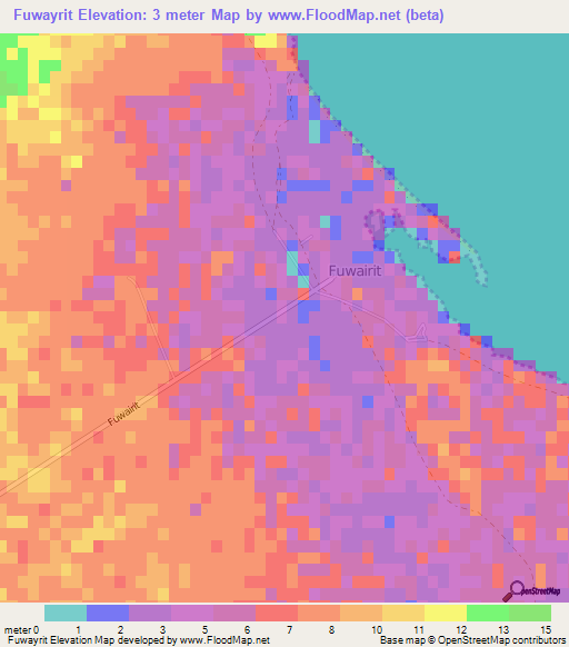 Fuwayrit,Qatar Elevation Map