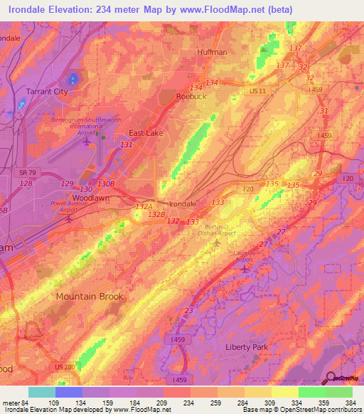 Irondale,US Elevation Map