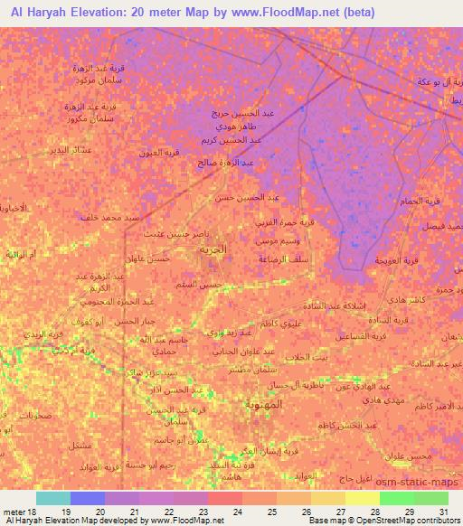 Al Haryah,Iraq Elevation Map