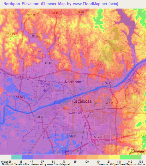 Northport,US Elevation Map