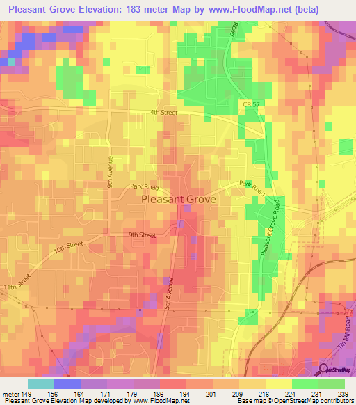 Pleasant Grove,US Elevation Map