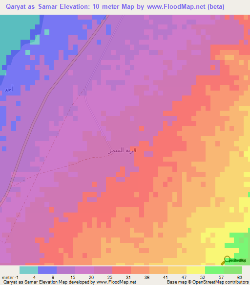 Qaryat as Samar,Oman Elevation Map