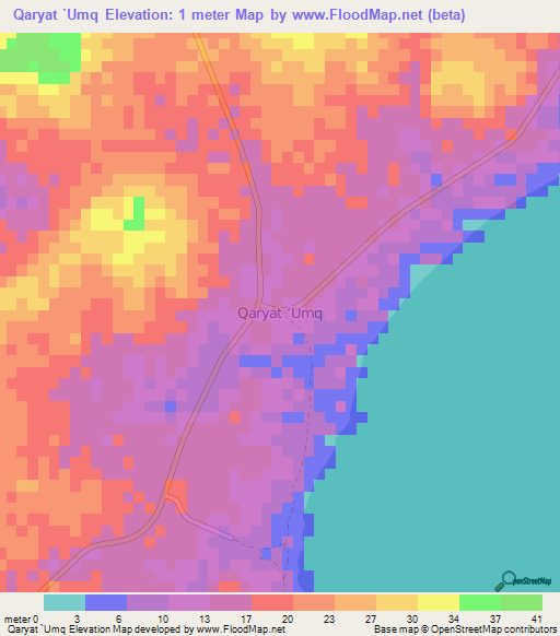 Qaryat `Umq,Oman Elevation Map