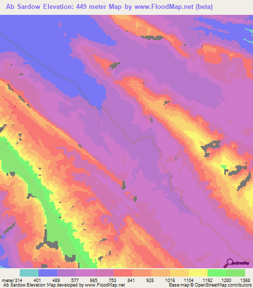 Ab Sardow,Iran Elevation Map