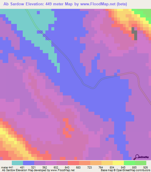 Ab Sardow,Iran Elevation Map