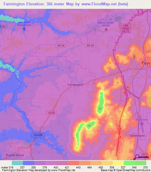 Farmington,US Elevation Map