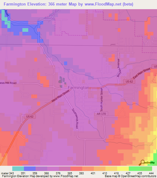 Farmington,US Elevation Map