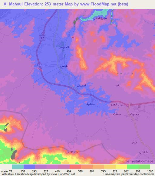 Al Mahyul,Oman Elevation Map