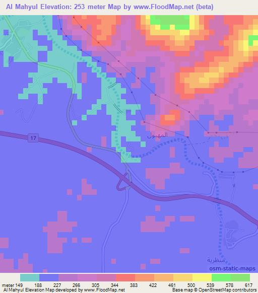 Al Mahyul,Oman Elevation Map