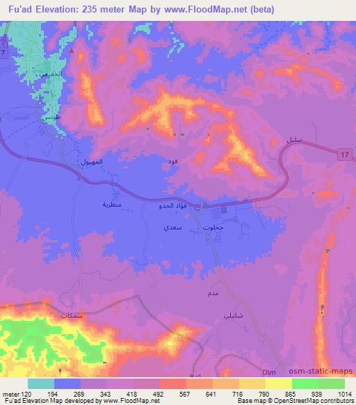 Fu'ad,Oman Elevation Map