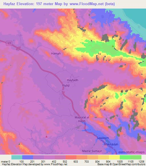 Hayfaz,Oman Elevation Map