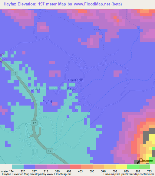 Hayfaz,Oman Elevation Map