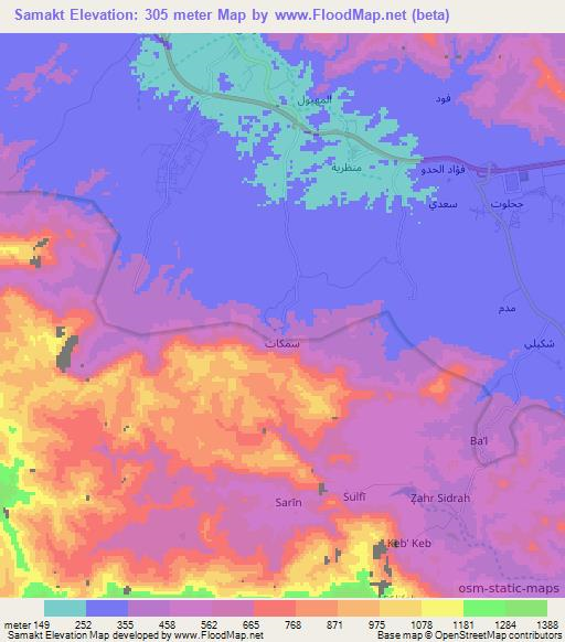 Samakt,Oman Elevation Map