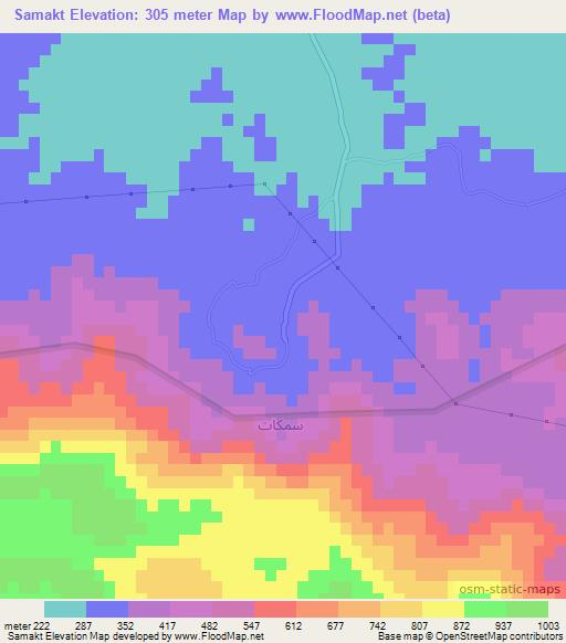 Samakt,Oman Elevation Map