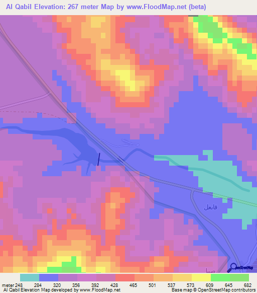 Al Qabil,Oman Elevation Map