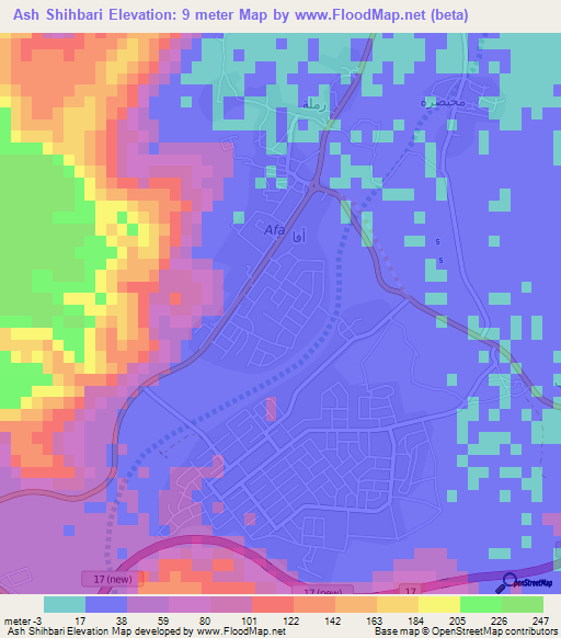 Ash Shihbari,Oman Elevation Map