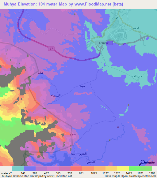 Muhya,Oman Elevation Map