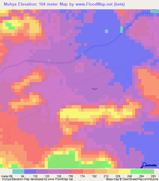 Muhya,Oman Elevation Map