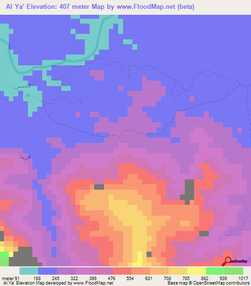 Al Ya',Oman Elevation Map