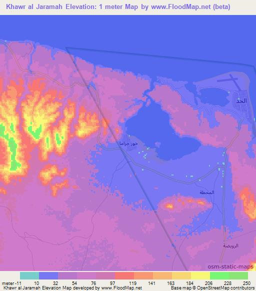 Khawr al Jaramah,Oman Elevation Map