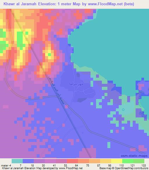 Khawr al Jaramah,Oman Elevation Map