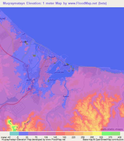 Muqraymatayn,Oman Elevation Map