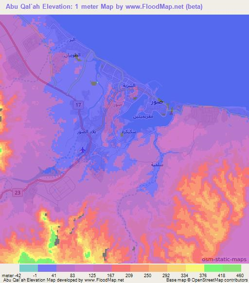 Abu Qal`ah,Oman Elevation Map