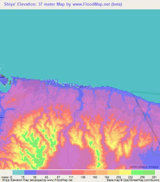 Shiya',Oman Elevation Map